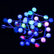 20pk Tongue Nipple Piercing Barbells Surgical Steel 14G UV Glow - No Duplicates