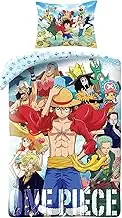 One Piece Monkey D. Luffy and Various Figures - Duvet Cover 140 x 200 cm and Pillowcase 70 x 90 cm - 100% Cotton - Multi-Coloured