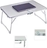 Exquisite Folding Table Portable Laptop Bed Table Stand, Folding Desk for Computer, Notebook Stand with Reading Holder, Breakfast Serving Tray, Camping Table White, 60 x 40 x 26 cm, Lightweight and Po