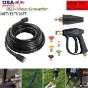 50/33/26FT High Pressure Washer Hose+High pressure water gun+turbine nozzle
