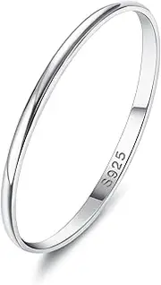[Kakonia] S925 Sterling Silver Rings for Women Men 18K White Gold Plated Plain Stackable Thumb Rings Tarnish Resistant Statement Wedding Band Ring Comfort Fit US Size 5 to 11