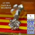 2.5mm Real Si Diamond Nose Lip Labret Monroe Screw Stud Piercing Ring Pin 14k G