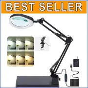 Premium 10X Magnifying Glass Lamp with Adjustable Arm & Weighted Base for Crafts