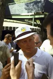 Golf The Masters Closeup of Jack Nicklaus during media interview d- Old Photo