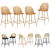Oikiture Bar Stools Kitchen Counter Stool Rattan Dining Chair X2/X4