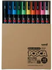 Uni-ball Posca PC3MT10C Paint Marker Pen - Fine Point - Set of 10 EXPRESS POST