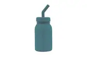 Melii Luxe Silicone Water Bottle w Drinking Straw Beverage Container Blue
