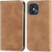 [CaseHQ] Slim Protective Flip Case with Card Holder for iPhone 13 Mini (5.4"), Brown Leather