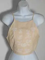 Zara Women's Embroidered Stretch Back Tie Peach Crop Top Size S Nwt