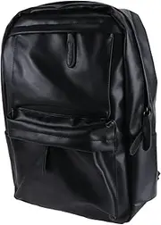 [Kisangel] Solid Pu Leather Backpack for Men Shoulder Bag Vintage Style Travel Handbag Men's Leather Bag Roomy Versatile