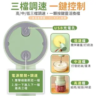 【指選好物】多功能無線電動打蛋器(手持打蛋器/料理機/絞碎機/絞肉機/烘焙/奶泡器)