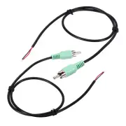 20 Inch Open Green RCA Male Plug Jack Connector Adapter to Bare Wire Pack of 2