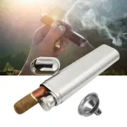 Personalize Flask Cigar Case with Funnel | Stainless Steel 2oz Flask Cigar Case