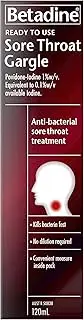 [Betadine] Ready to Use Sore Throat Gargle, Kills Bacteria that may cause a Sore Throat, 120ml