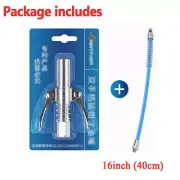 Grease Gun Coupler Locks on Like Air Chuck Fit SAE Zerk & Metric Lube N4E5+Hose