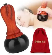ASXZ Hot Stone Electric Gua Sha Massager, Natural Stone GuaSha Scraping Back, Neck Face Massage, Relaxing Muscles, Skin Tightening, Care Spa, Brown