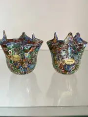Murano Millefiori Campanella Handkerchief Vase, Murano Millefiori Hand Blown Art