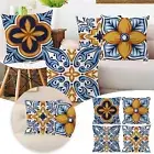 4pc Geometric Flower Pattern Pillow Case Polyester Wear Linen Pillow Case