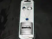 White Jewelz Earbuds Noise Isolating 3.5mm Plug MP3 Phone Stereo Blue Gem NEW!