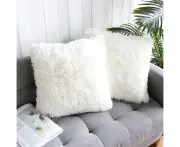 Set Of 2 Cushion Covers 50 X 50 Cm Cushion White Artificial Fur Fur Cushion Decorative Decorative Cushion Cuddly Cushion Fluffy