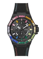 GUESS Black Energy Multi Crystal Silicone Watch