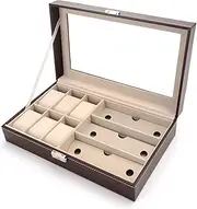 Eyeglass Holder Stand Leather 6 Watch Box Jewelry Box and 3 Glasses Storage Box and Sunglasses Glasses Display Box Watch Storage Box Glasses Display (Color : B) FANDIAO