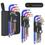 27 PCS Allen Key Set Torx SAE Metric Allen Wrenches Set Long Arm Ball End Hex...