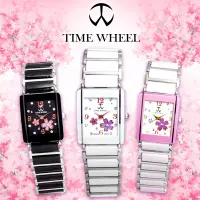 在飛比找蝦皮購物優惠-TIME WHEEL 氣質閃耀時刻櫻花方型陶瓷錶