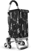 FSNEODYV Shopping Trolley， Aluminium Lightweight Shopping Cart with 36L Large Capacity Foldable Design 6 Noiseless Wheels(Tower)