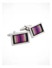 [Cudworth] Barcode Patterned Enamel Cufflinks in Purple