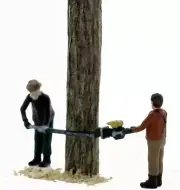 Lumberjack 2 Man CHAINSAW TEAM Undercutting tree comes Finished HO Scale