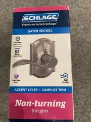 Schlage Accent Lever Camelot Trim Satin Nickel Left-Hand Dummy F170VACCCAM619LH