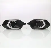 QXLKJ 1 Pair Car LED Light Daytime Running Light DRL Compatible for Mitsubishi Pajero Sport 2016 2017 2018 2019 Fog Lamp with Turn Signal(Model C,White)