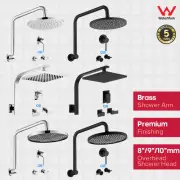 Decaura Rain Shower Head Set Gooseneck Arm Wall Tapware Chrome/Black Shower Taps