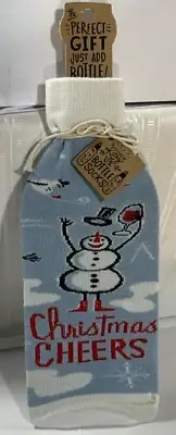 Primitives by Kathy LOL Bottle Socks Wine Holder Christmas Cheer Snowmen
