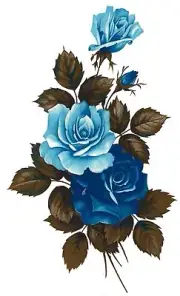 Blue Cecily Roses Overglaze Waterslide Ceramic Decals