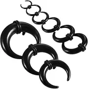 [Generic] 18PCS Acrylic Septum Stretching Kit Black Septum Pincher Tapers C Shape Septum Piercing Kit Stretching Expander Rings for Nose Ear Gauges Size 14G 12G 10G 8G 6G 4G 2G 0G 00G, one size, View product