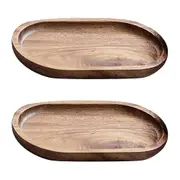2pcs Wooden Tray Solid Wood Serving Tray Bathroom Tray Rectangle Small Platter Tea Tray Coffee Table Tray
