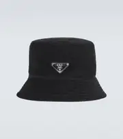 [Prada] Prada Logo cotton corduroy bucket hat XL black