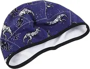 [Happyyami] Boy Girl Cycling Hat Warm Ear for Outdoor Activities Unisex Soft Fleece Helmet Cover for Boys and Girls for Bike Riding and Skiing Fits All Dinosaur Design Blue