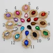 Flower Brooch Button Mini Crystal Buttons Gold Color Base Craft Accessory 10Pcs