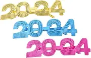 [WATIIFUFU] 3 Pairs 2023 2024 New Year Glasses Party Decor 2024 Novelty Glasses The Christmas Sunglasses Engagement 2023 Glasses New Years Party Sunglasses Three Rainbow Sunglass Photo PC