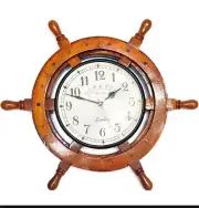 Vintage Wooden Wall Clock Ship Wheel clock Antique Victorian wall decor clock