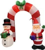 9ft Gemmy Airblown Inflatable Prototype Christmas Santa Snowman Arch #883271