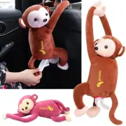 Car Tissue Box Cartoon Paper Towel Holder Plush Monkey Napkin Storage Container
