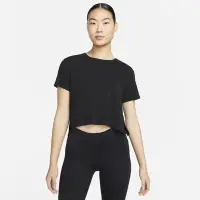 在飛比找Yahoo奇摩購物中心優惠-Nike Yoga Dri-FIT 短版 女短袖上衣-黑-D