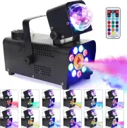 Fog Machine with 9 LED Lights and Disco Ball Lights, Wireless Remote Control Smo