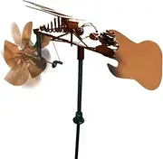 Outdoor Metal Windmills - Metal Windmill Garden Decoration | Funny Microphone Bell Bee Decoration Wind Spinner | Garden Rock Band Wind Spinner for Yard Lawn Patio Decoration (B)