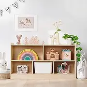 5-Section Wooden Toy Shelf for Kids, Montessori Shelf Storage with Open Shelving & Customizable Layout | Safe, Sturdy Design for Kids Room, Classroom & Playroom