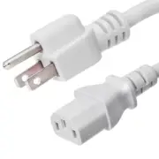 5 PACK LOT 1ft 5-15P - C13 White Power Cord 18AWG 10A/1250W 125V 3-Prong 0.3M